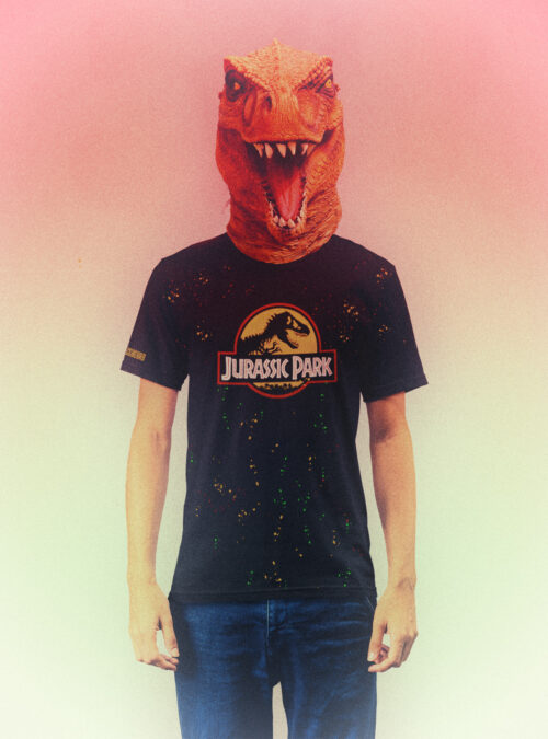 Jurassic Park Camiseta Negra con splash colores